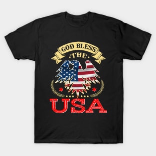 God Bless The USA, American map and Flag, 4th of July, happy independence day God Bless America T-Shirt